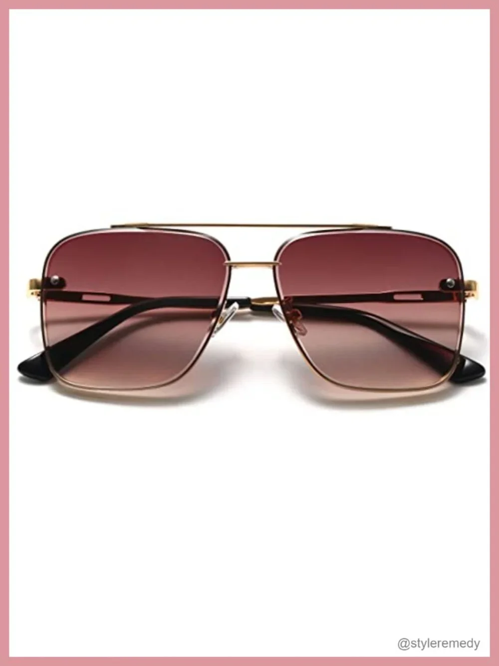 Oversized Square Aviator Sunglasses for Men Women Fashion Metal Frame Tinted